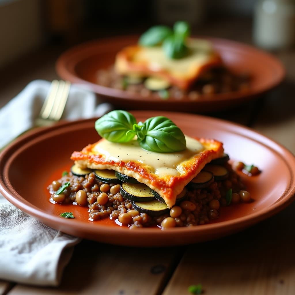 Lasaña de Calabacín y Berenjena con Ragu de Lentejas: Receta Italiana Keto