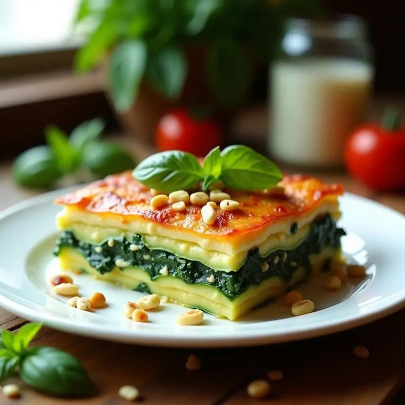 Lasaña de Calabacín y Espinacas con Bechamel de Anacardos: Receta Italiana Keto y Sin Lactosa