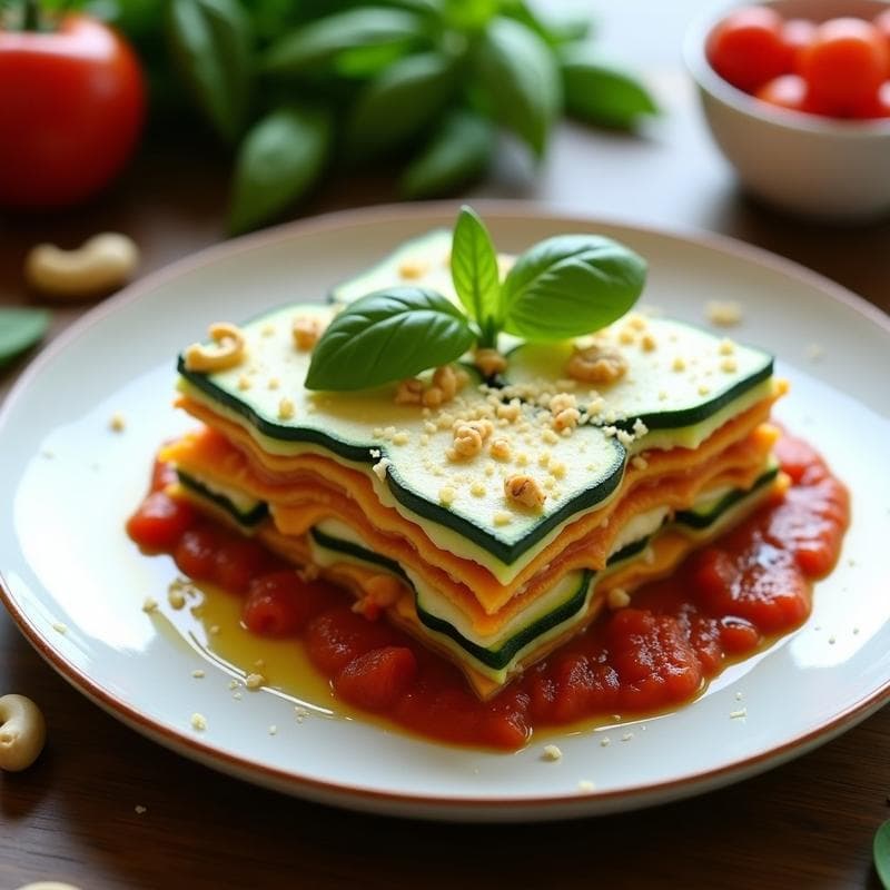Lasaña de Calabacín y Queso de Anacardos con Salsa de Tomate Casera: Receta Crudivegana