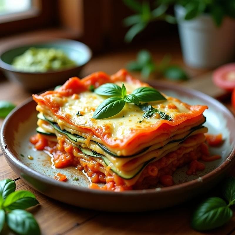 Lasaña de Calabacín y Ricotta con Salsa de Albahaca: Receta Italiana Keto y Sin Harina