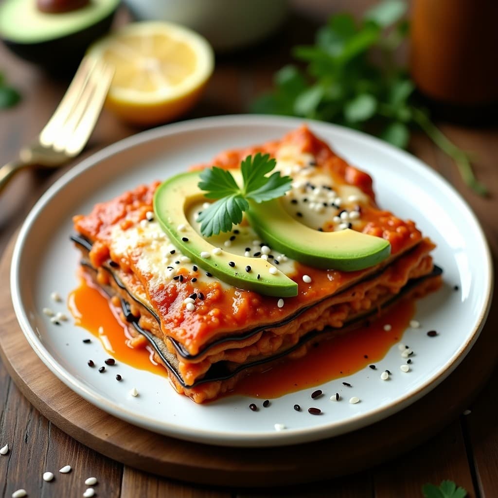 Lasaña de Lentejas Rojas y Berenjena: Receta en Airfryer Sin Lácteos y Keto