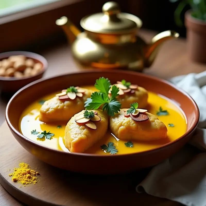 Lascoña de Pollo al Azafrán con Almendras: Receta Iraní Tradicional en Olla Lenta