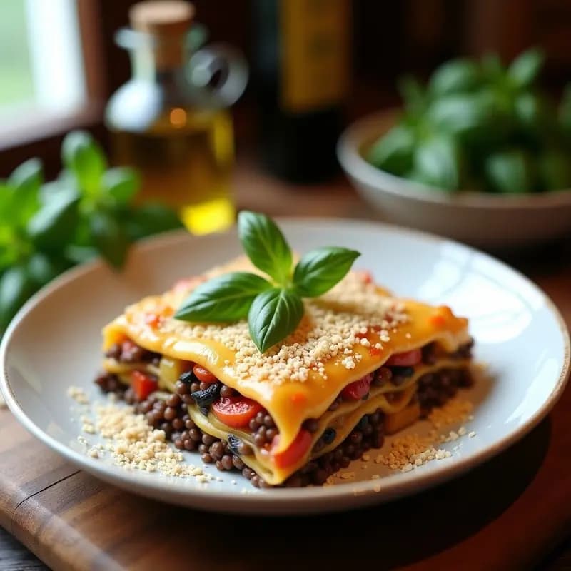 Lassagna de Berenjena y Lentejas con Bechamel de Avena: Receta Italiana Vegana y Sin Lactosa