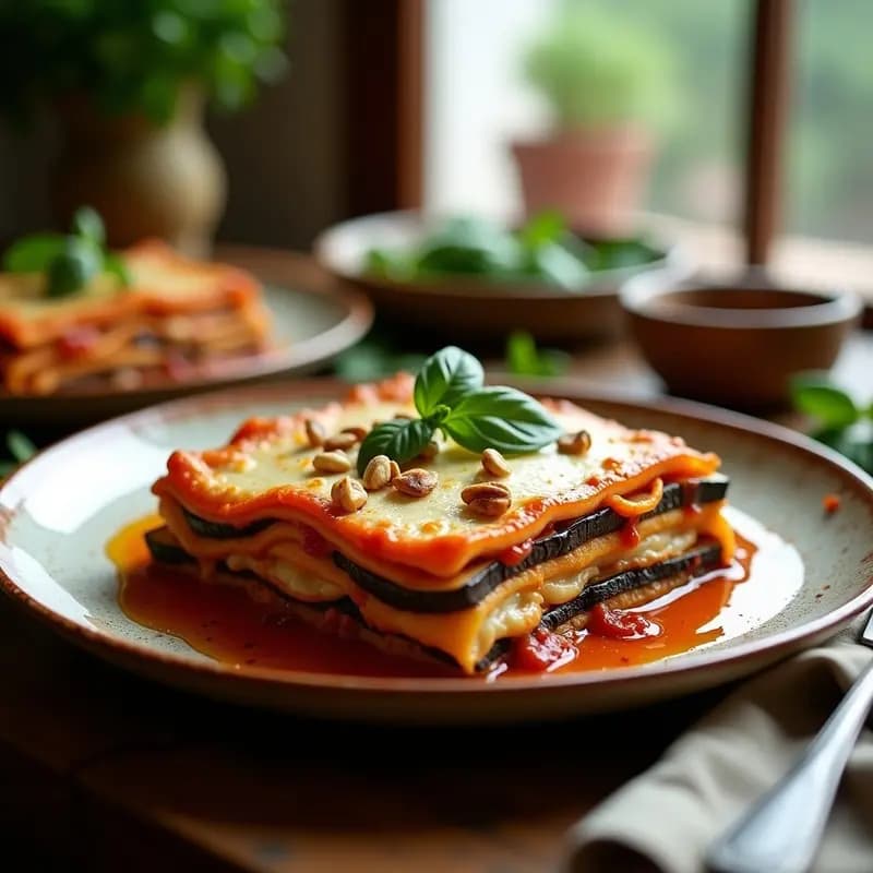 Lassagna de Berenjenas y Ricotta de Anacardos: Receta Italiana Vegana y Sin Lácteos