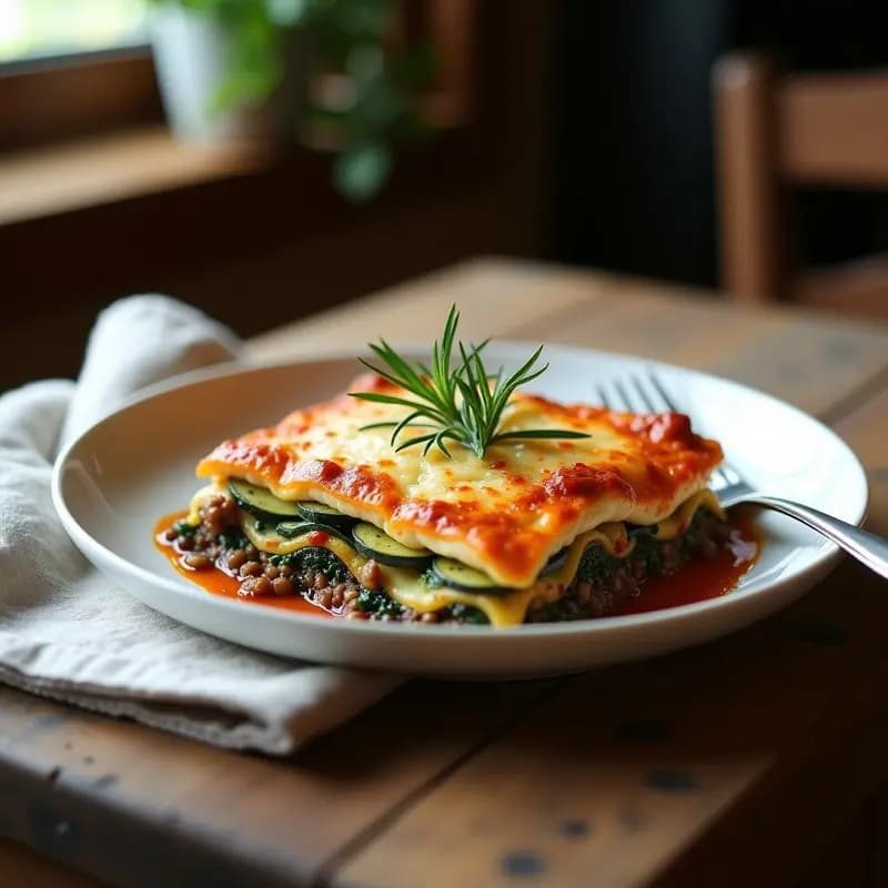 Lassagna de Calabazín y Espinacas con Salsa Bolonesa de Lentejas: Receta Italiana Sin Gluten