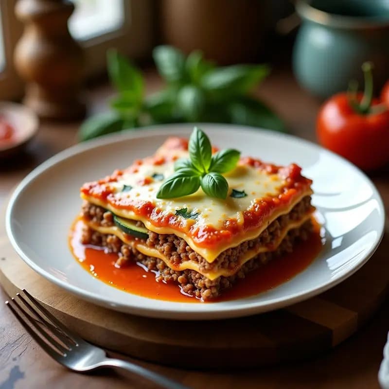 Lassagne de Calabacín y Carne de Res con Salsa de Tomate Casera: Receta Italiana Sin Pasta