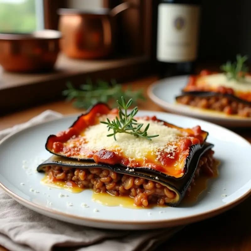 Lassaigne al Horno con Láminas de Berenjena: Receta Francesa Sin Pasta