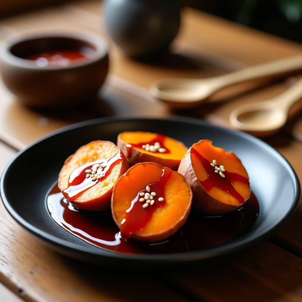 Lassan Goguma (Batata Coreana con Caramelo de Gochujang): Postre Picante y Dulce