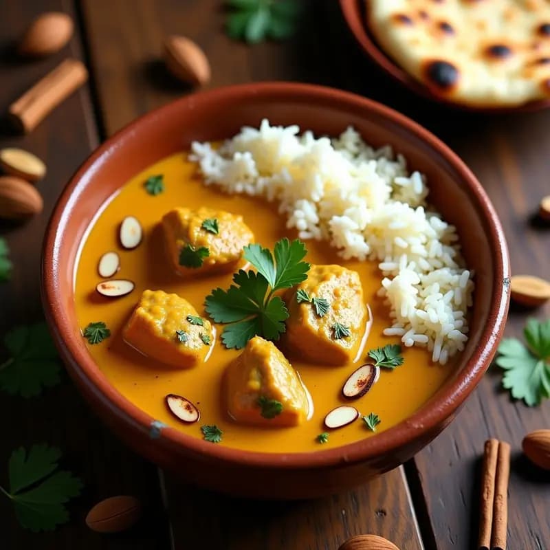 Lassan ka Korma: Curry Indio de Pollo y Yogur con Especias Suaves