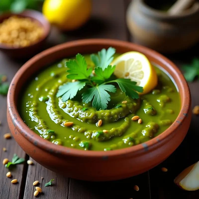 Lassan Ki Chutney (Salsa de Ajo y Cilantro): Acompañamiento Indio Picante y Sin Cocción