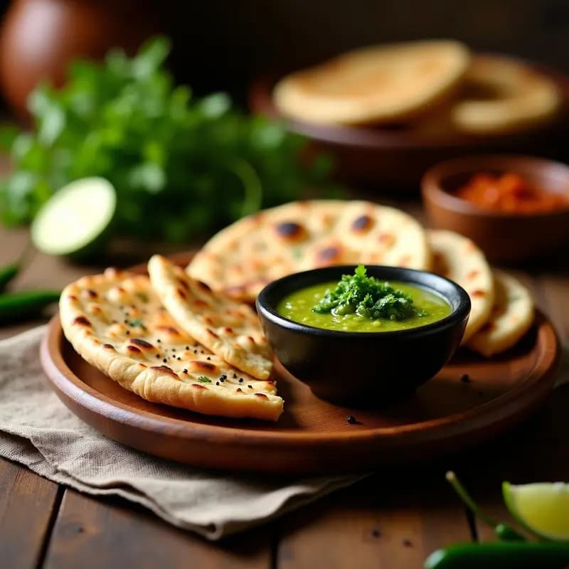 Lassan Ki Chutney con Pan de Naan Integral: Receta India Picante y Sin Azúcar