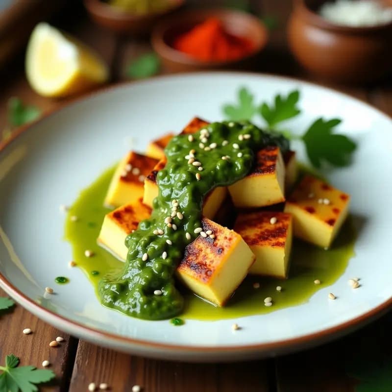 Lassan Ki Chutney con Paneer a la Parrilla: Entrante Indio Picante y Cremoso