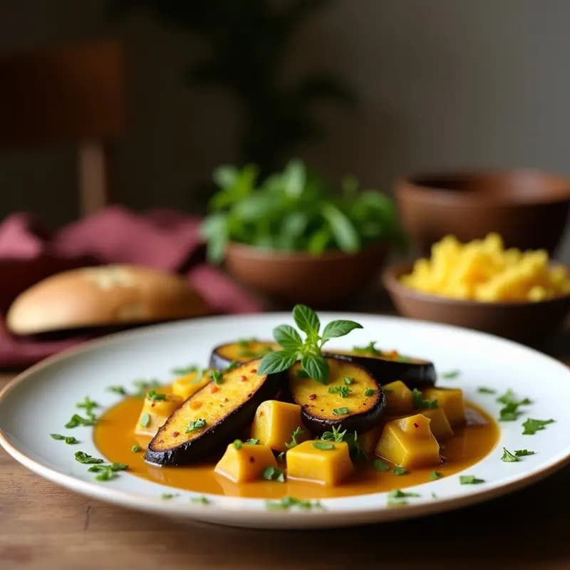 Lassan Ki Sabzi de Calabacín y Berenjena con Especias Ayurvédicas: Receta India Vegana en Olla Express