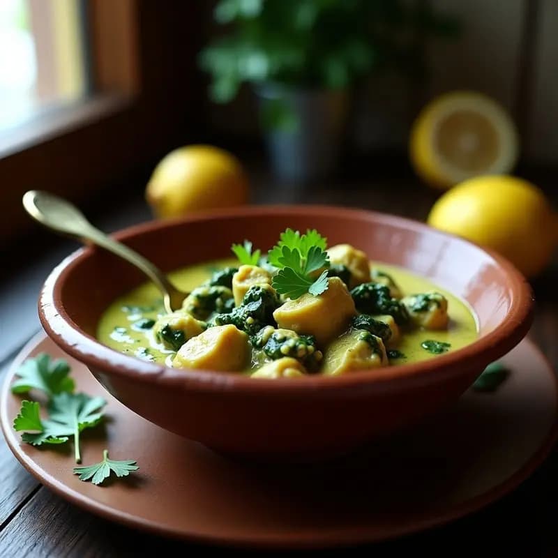 Lassay de Pollo y Espinacas: Receta India con Toque Crema Sin Lácteos