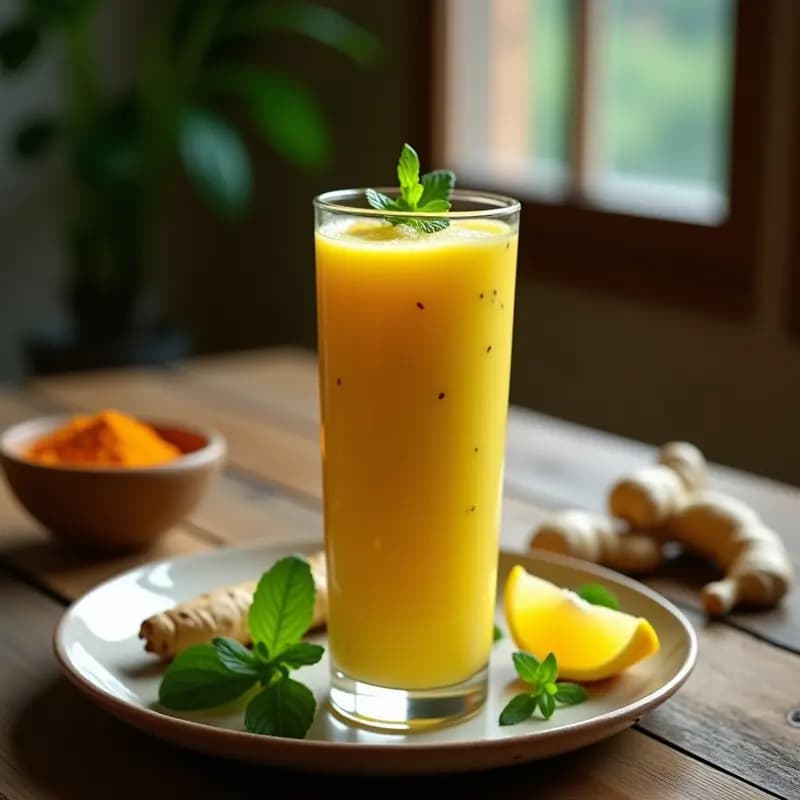 Lassi de Cúrcuma y Jengibre: Bebida India Antiinflamatoria y Digestiva Sin Lácteos