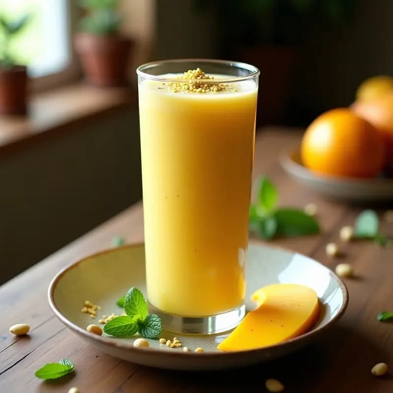 Lassi de Manga y Cardamomo: Bebida Indú Refrescante y Digestiva con Yogur Vegano