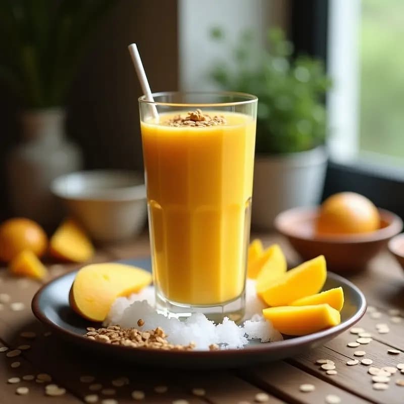 Lassi de Mango y Avena: Bebida India Refrescante y Energética Sin Lácteos