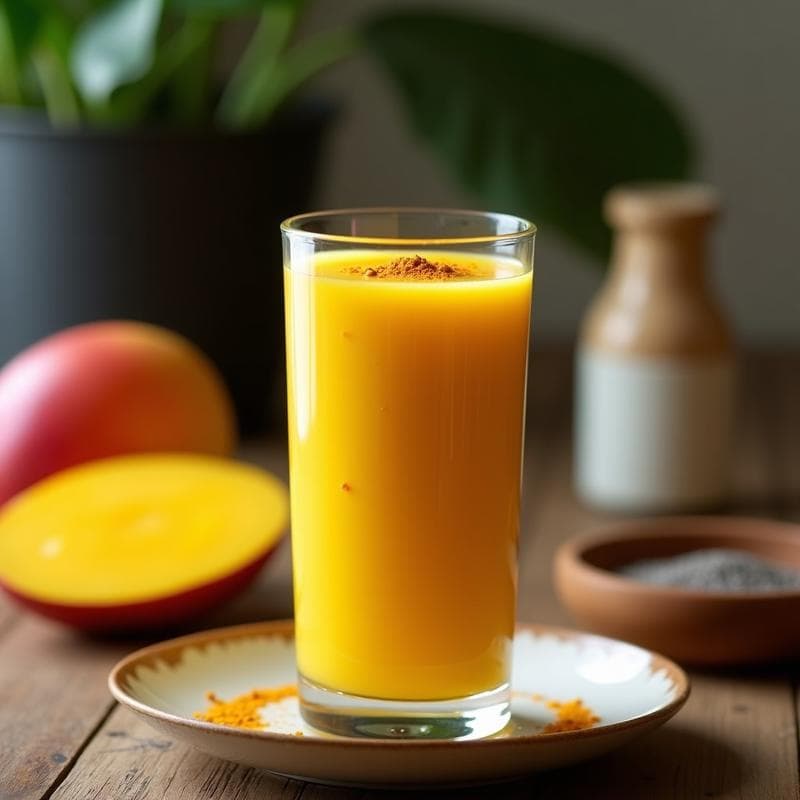 Lassi de Mango y Cúrcuma con Semillas de Chía: Bebida India Antiinflamatoria y Energética