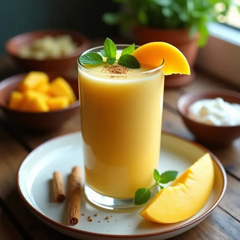 Lassi de Mango y Yogur Griego: Bebida Indiana Fresca y Probiótica
