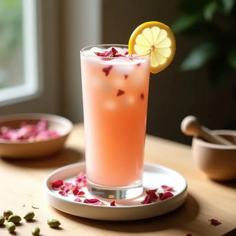 Lassi de Rosa y Cardamomo: Bebida India Ayurvédica para Digestión Ligera