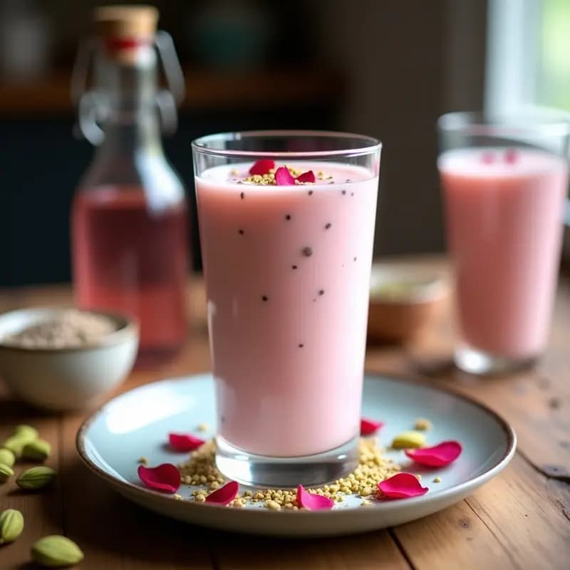 Lassi de Rosa y Cardamomo con Semillas de Chía: Bebida India Sin Lactosa