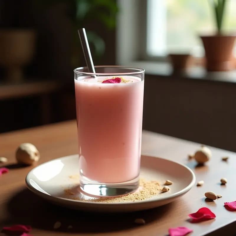 Lassi de Rosa y Cardamomo: Bebida India Fresca y Digestiva Sin Lácteos