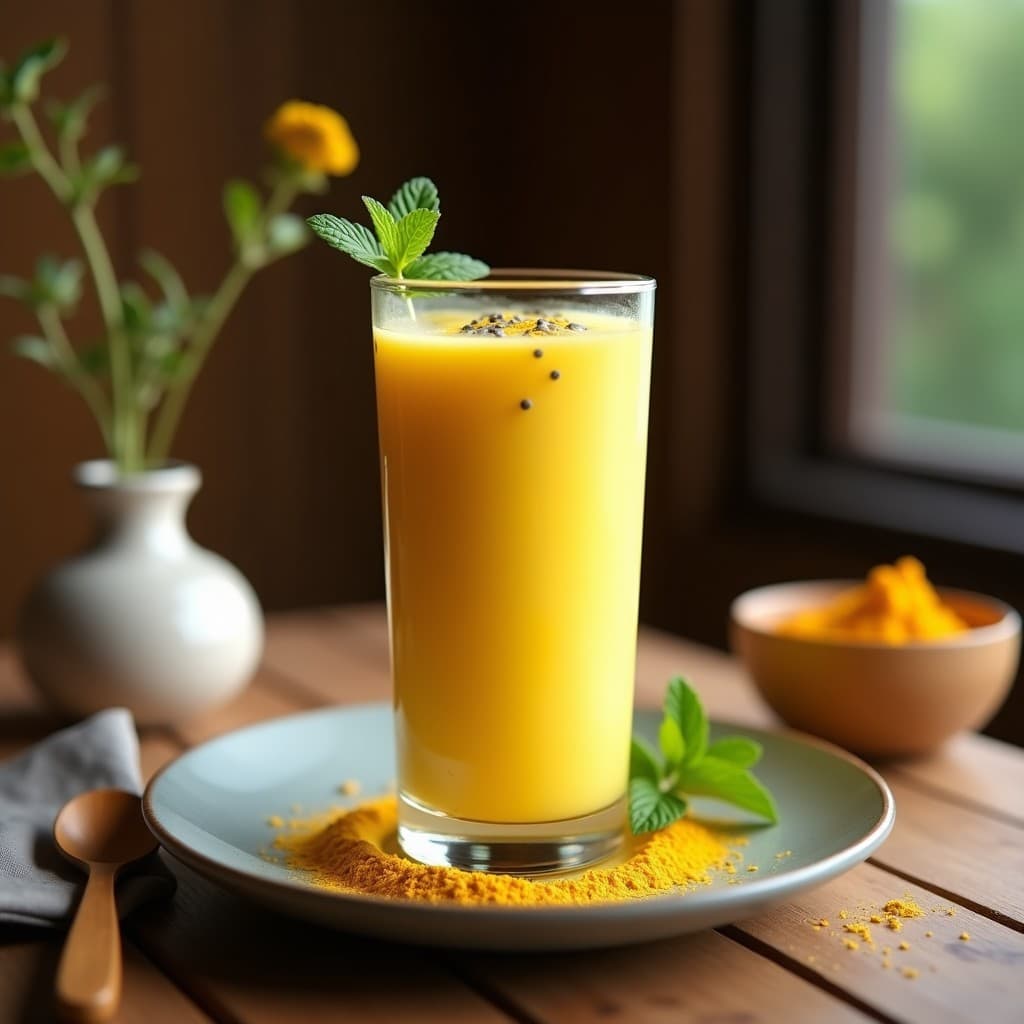 Lassi de Rosa Mosqueta y Cúrcuma con Semillas de Chía: Bebida Ayurvédica Detox
