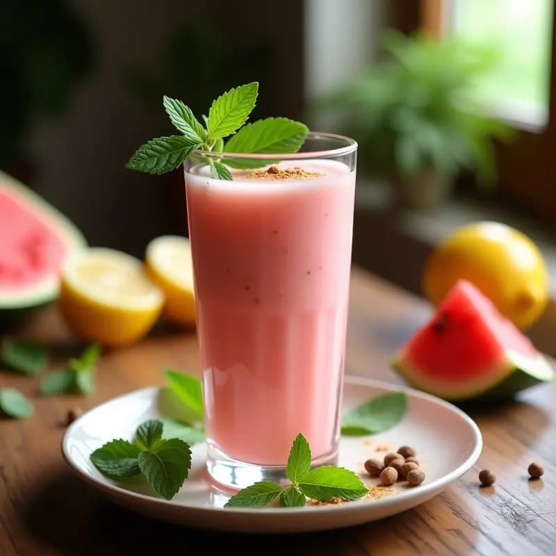 Lassi de Sandía y Mint: Bebida India Refrescante y Detox Sin Azúcar