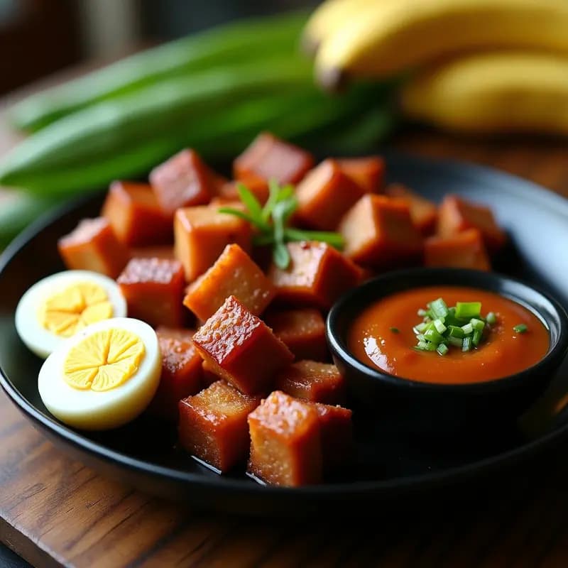 Filipino Lechón Kawali con Salsa Liver Spread: Cerdo Crujiente al Estilo Filipino