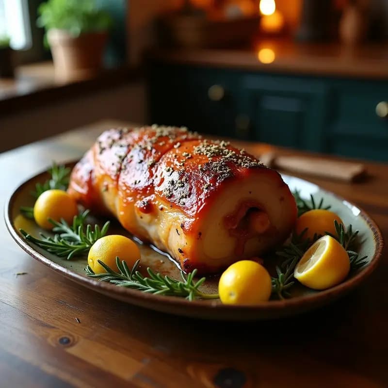 Lechona Asada al Horno con Hierbas Provenzales: Receta de Fiesta Murciana