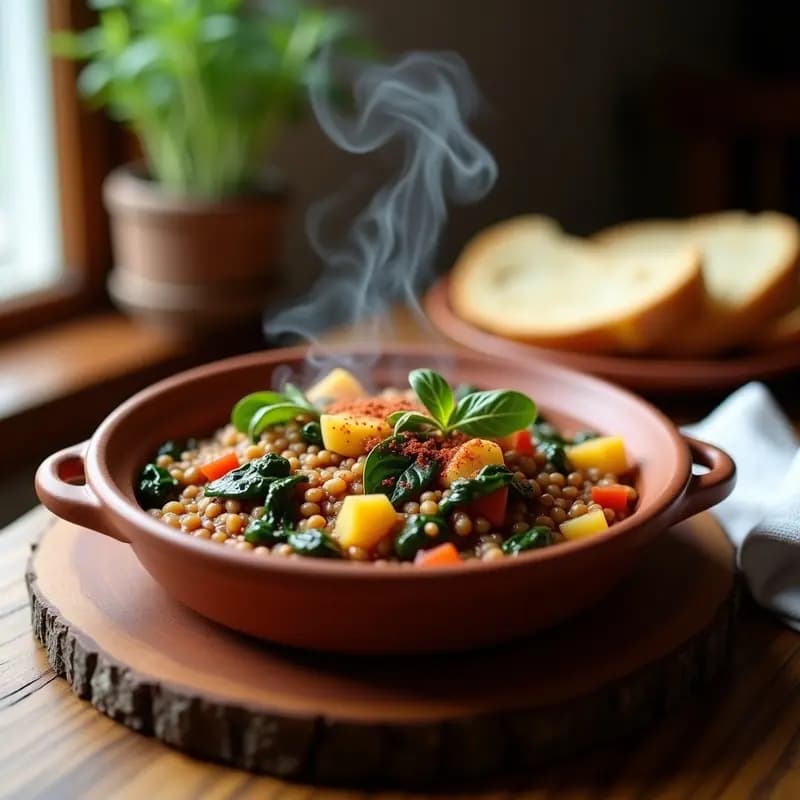 Lentejas a la Andaluza con Espinacas y Patata: Receta Vegana en una Sola Olla