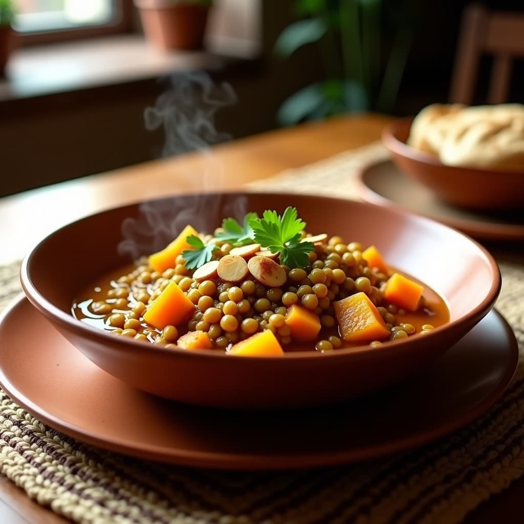 Tambo de Lentejas y Calabaza con Especias Beréber: Receta Marroquí Vegana en Thermomix