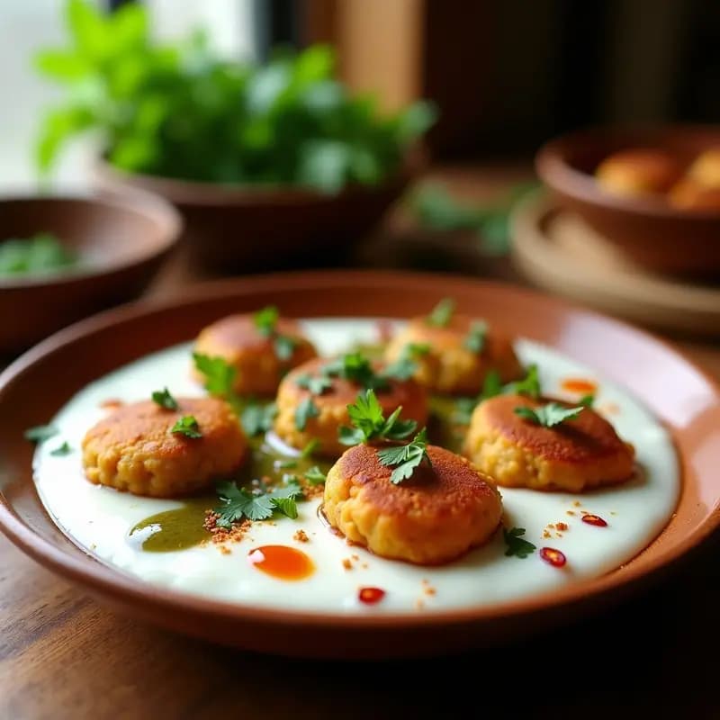 Lentil Dahi Vada: Albóndigas de Lentejas con Yogur y Chutneys: Receta India Vegana y Crujiente