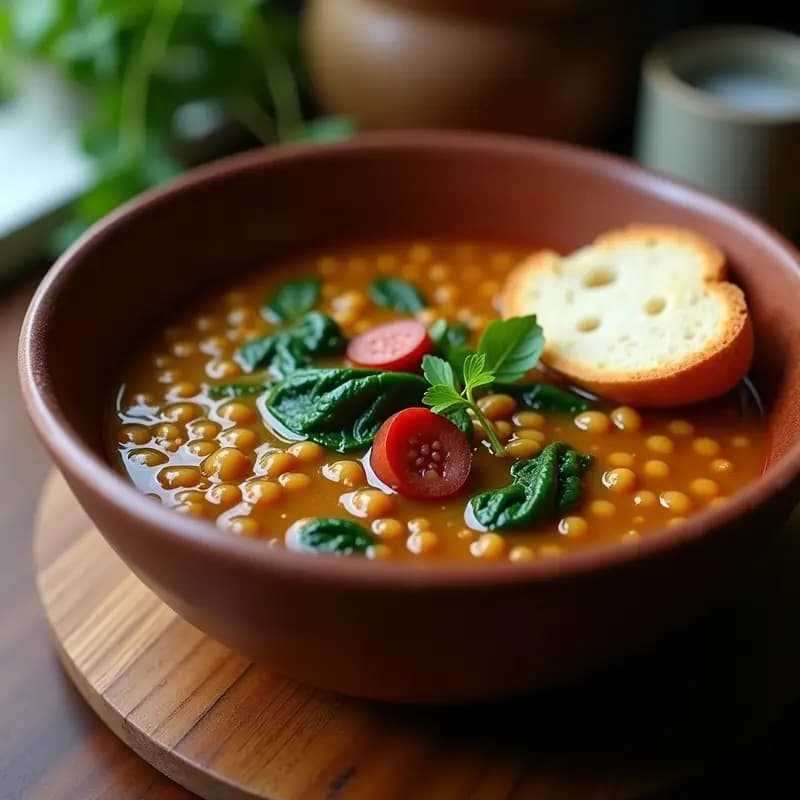Lentil Soup con Chorizo y Espinacas: Receta utilizable en Thermomix y Alta en Hierro