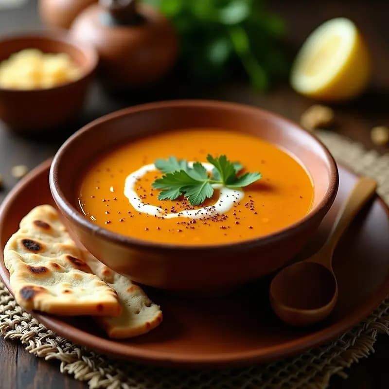 Lentil Soup con Pan de Naan Integral: Receta India Reconfortante en Olla Exprés