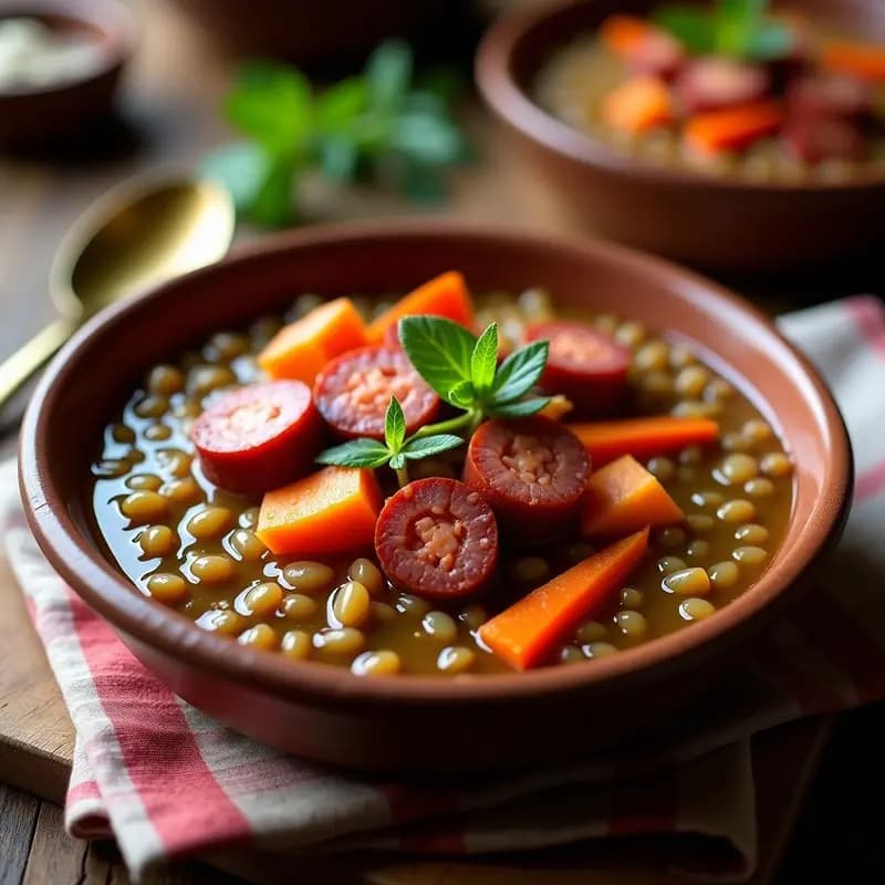 Lentillas de Cordeo con Chorizo y Verduras: Receta Española Tradicional en Olla Rápida
