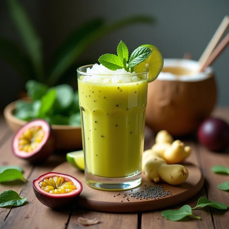 Licado de Maracuyá y Jengibre con Espinacas: Bebida Peruana Desintoxicante
