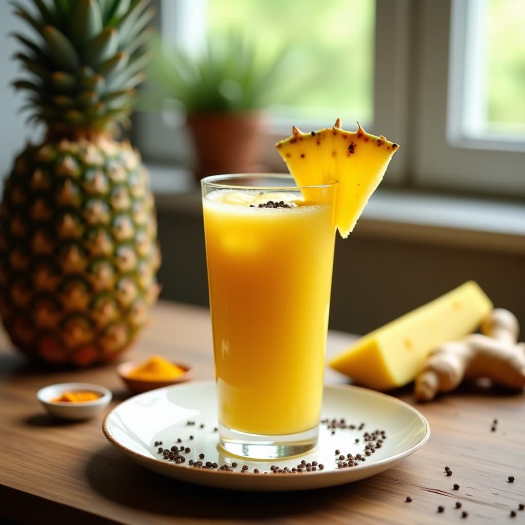 Licuado de Piña y Cúrcuma con Pimienta Negra: Bebida Antiinflamatoria y Detox