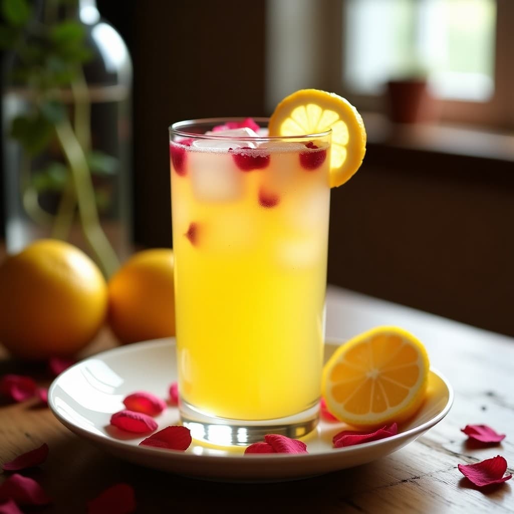Limonada de Azafrán y Cardamomo con Hielo de Rosa: Bebida Iraní Refrescante