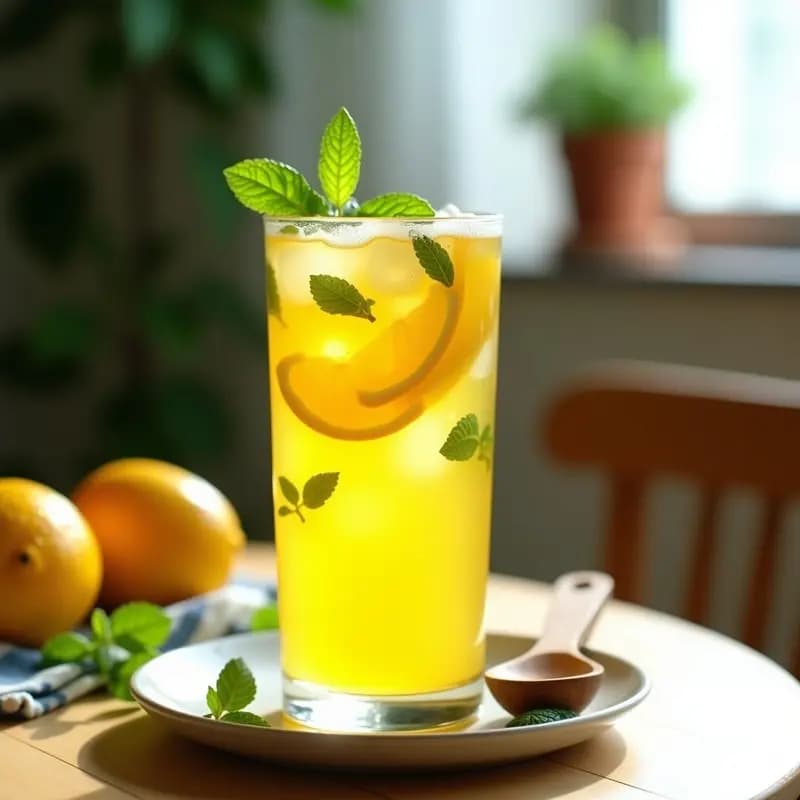 Limonada de Cúrcuma y Jengibre con Hielo de Hierbabuena: Bebida Detox India en 10 Minutos