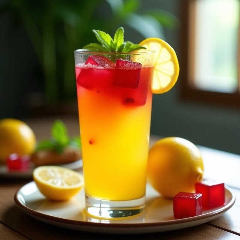 Limonada de Cúrcuma y Pimienta Rosa con Hielo de Flor de Jamaica: Bebida Antiinflamatoria en 5 Minutos