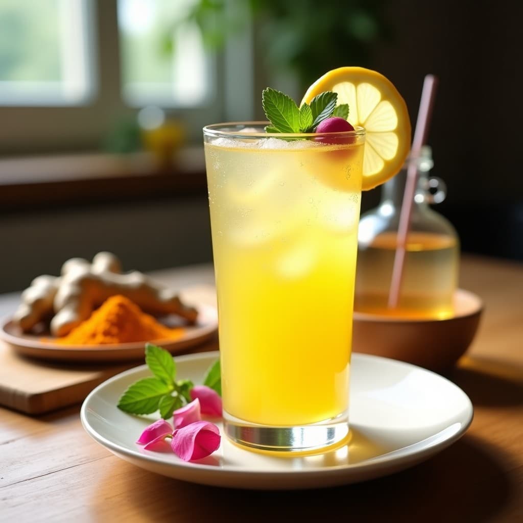 Limonada de Jengibre y Túrcuma con Agua de Rosas: Bebida Ayurvédica Antiinflamatoria