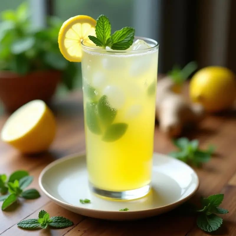 Limonada de Jengibre y Menta con Burbujas de Limón: Bebida Detox y Energizante