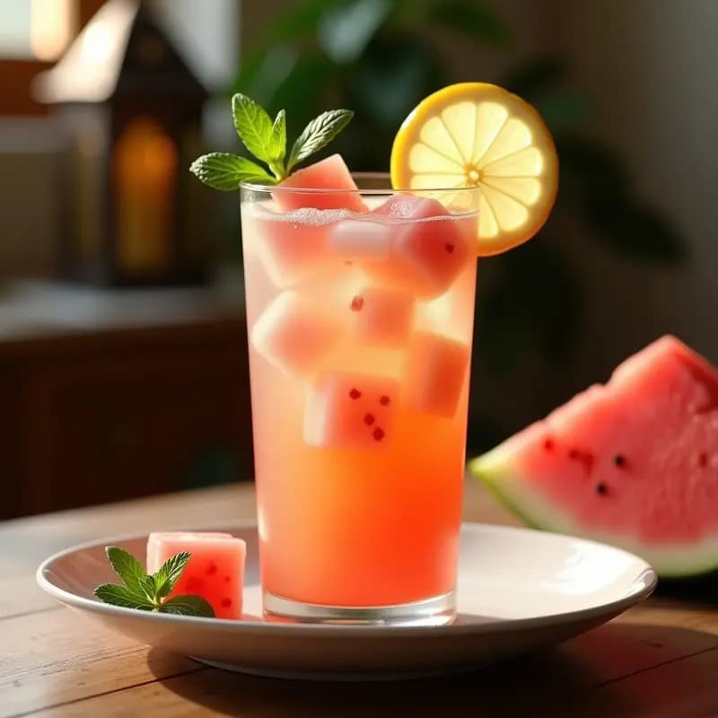 Limonada de Jengibre y Menta con Hielo de Sandía: Bebida Marroquí Detox