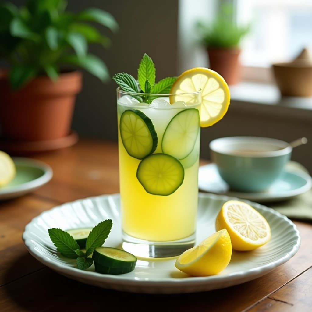 Limonada de Jengibre y Pepino con Hojas de Mentasta: Bebida Detox y Quema Grasas