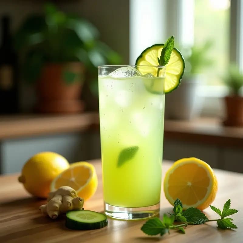 Limonada de Jengibre y Pepino con Hoja de Menta: Bebida Desintoxicante y Sin Azúcar