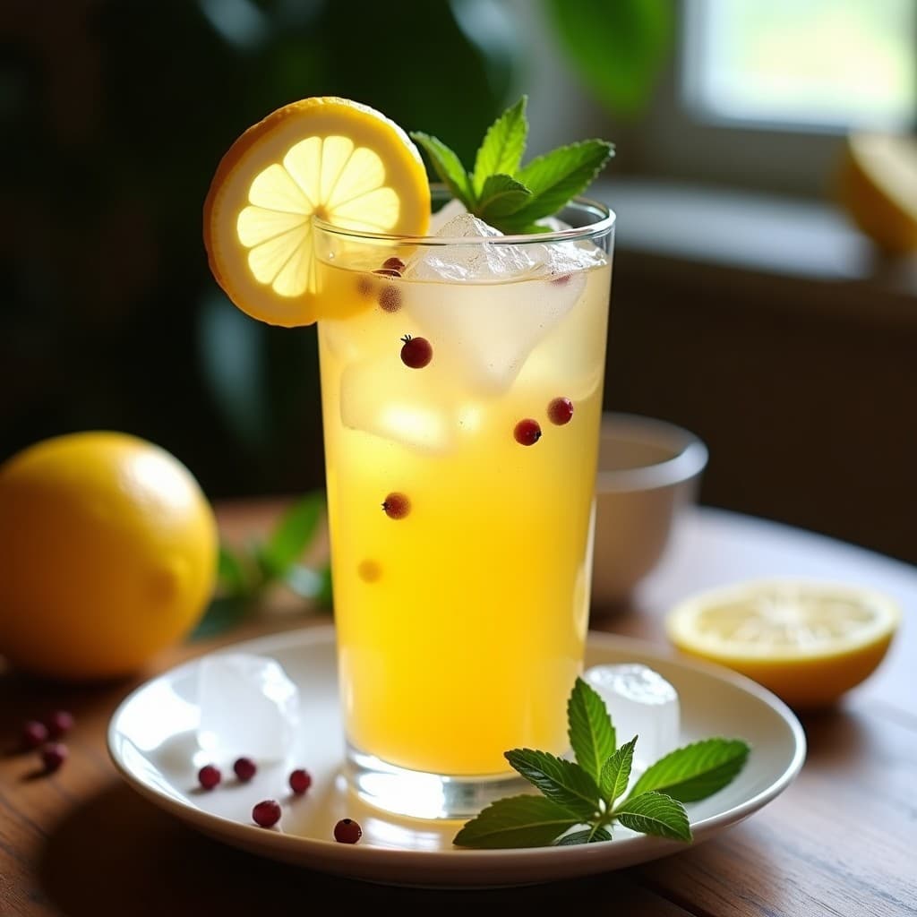 Limonada de Jengibre y Pimienta Rosa con Hoja de Mentha: Bebida Desintoxicante