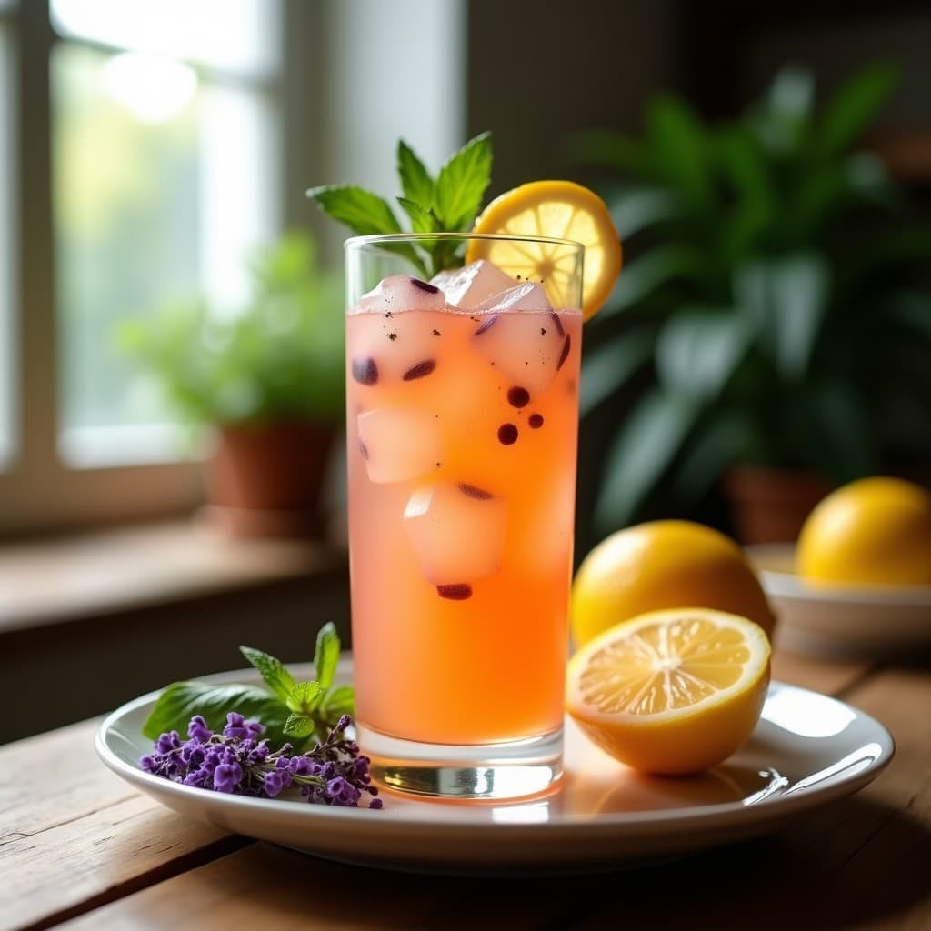 Limonada de Rosa Mosqueta y Jengibre con Hielo de Hierbas: Bebida Detox y Rica en Vitamina C