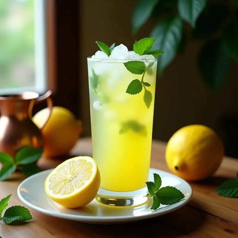 Limonana Libanesa con Hierbabuena y Hielo Picado: Bebida Veraniega Sin Alcohol