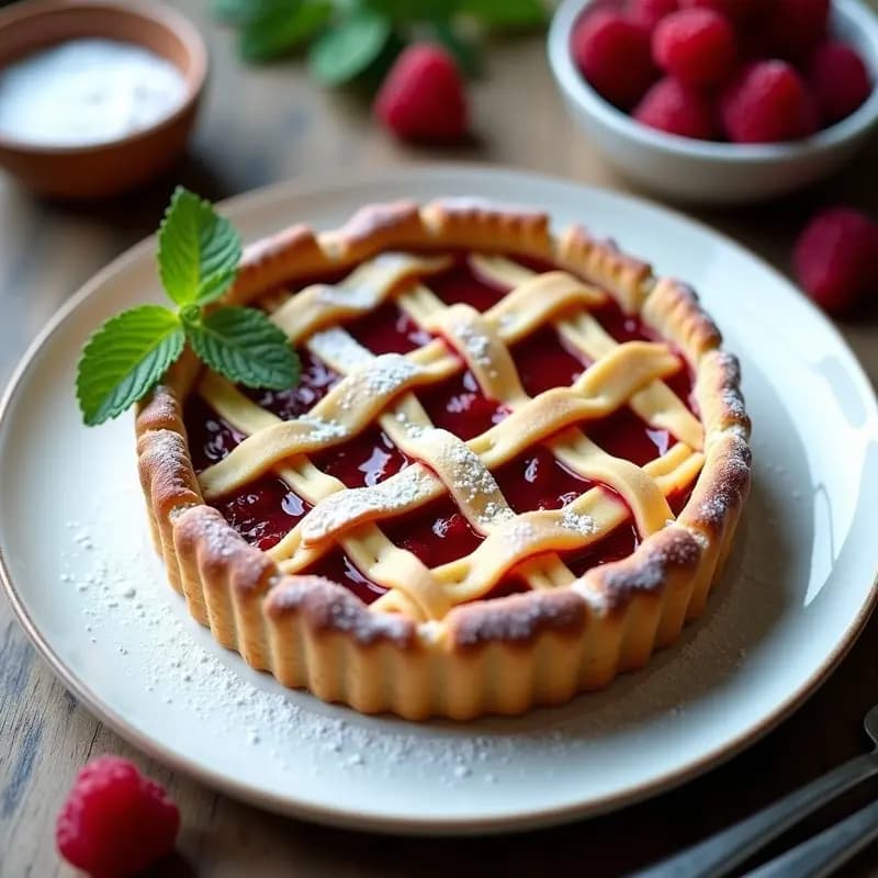 B Linzertorte de Frambuesas y Almendras: Postre Austriaco Sin Gluten y Vegano
